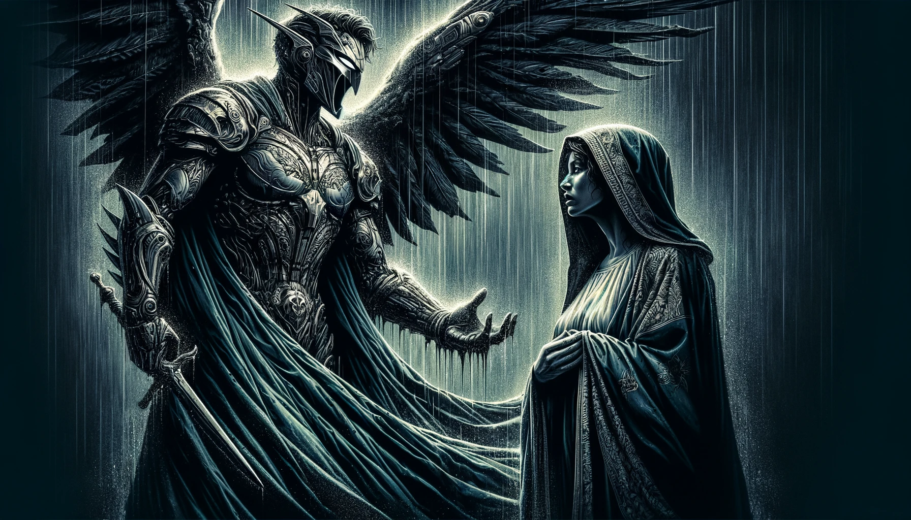 The Annunciation: Gabriel & Mary in the Rain